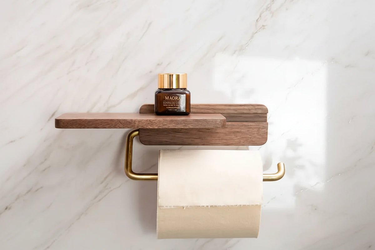 Solid Walnut Toilet Roll Holder