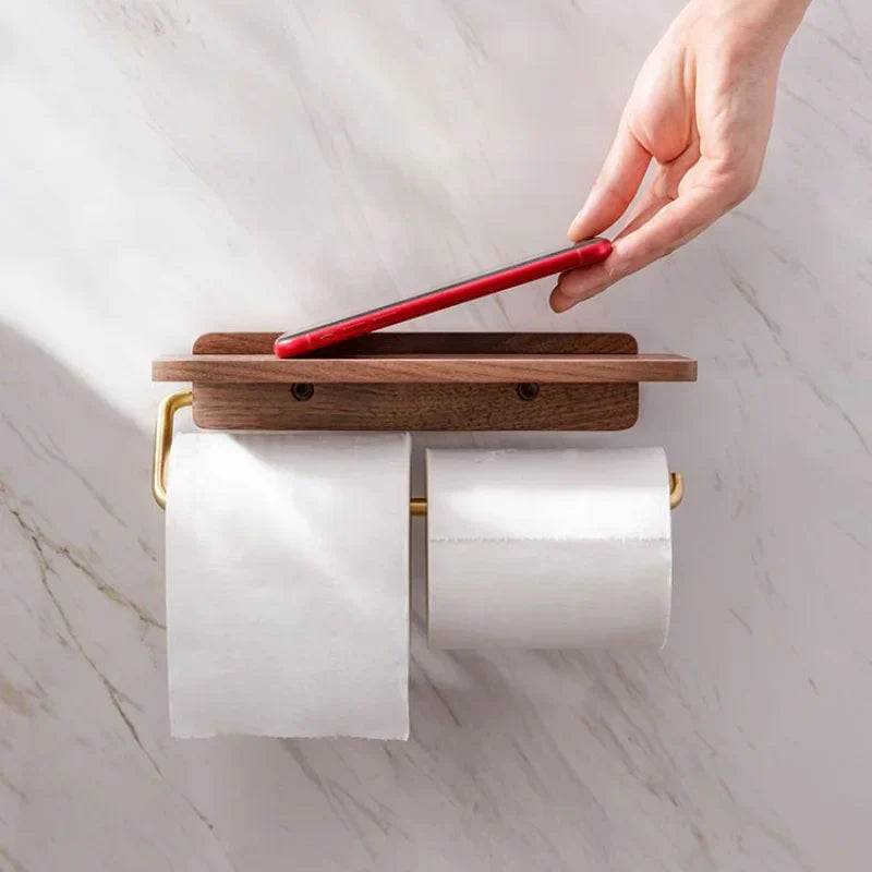 Solid Walnut Toilet Roll Holder