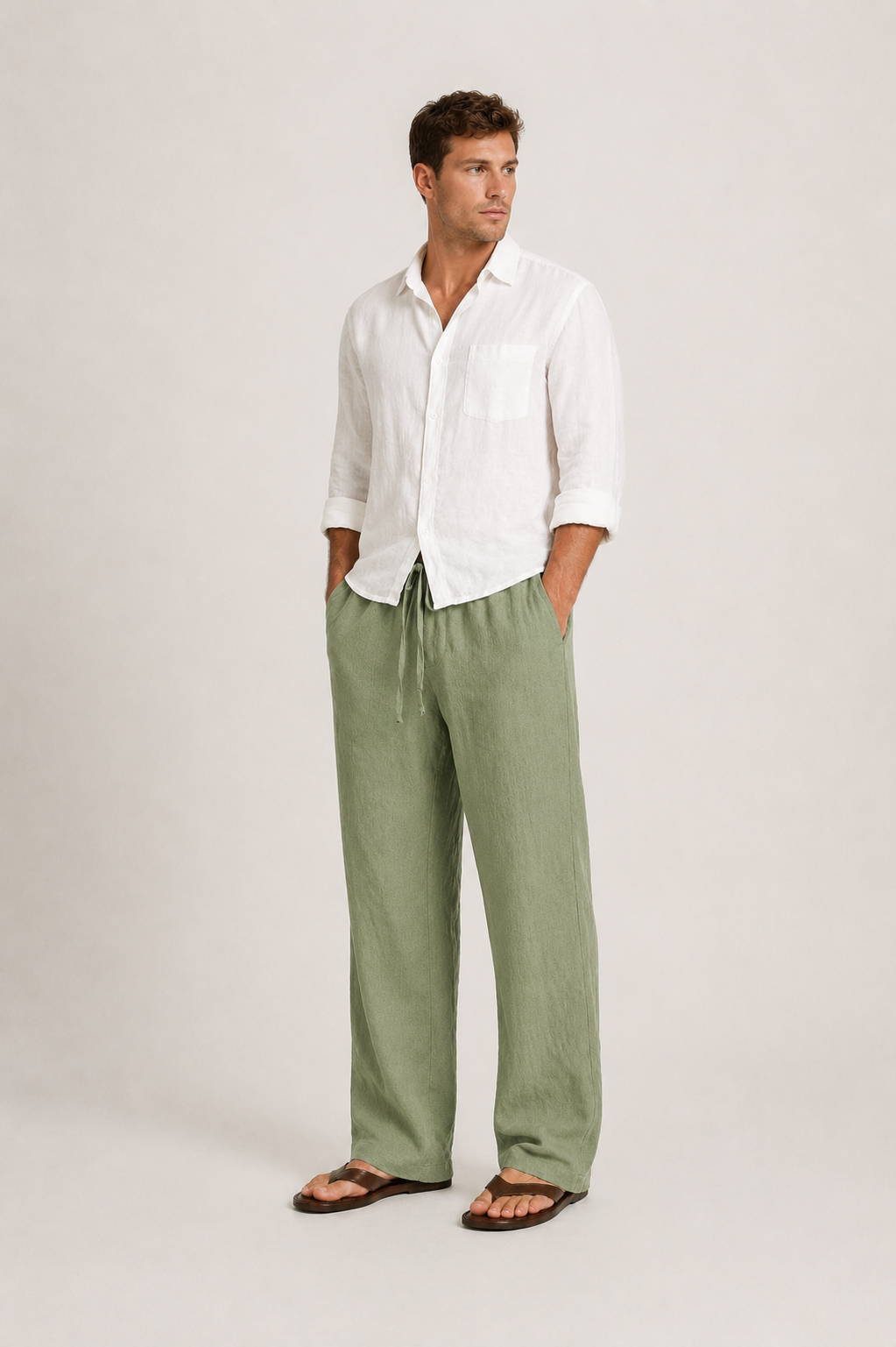Straight-Leg Men’s Linen Trousers