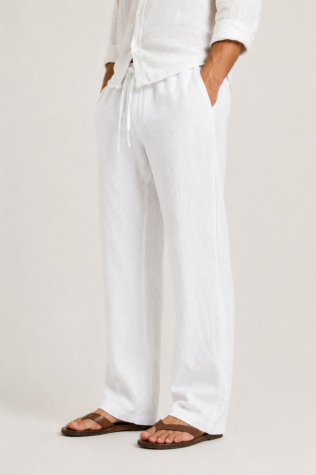Straight-Leg Men’s Linen Trousers