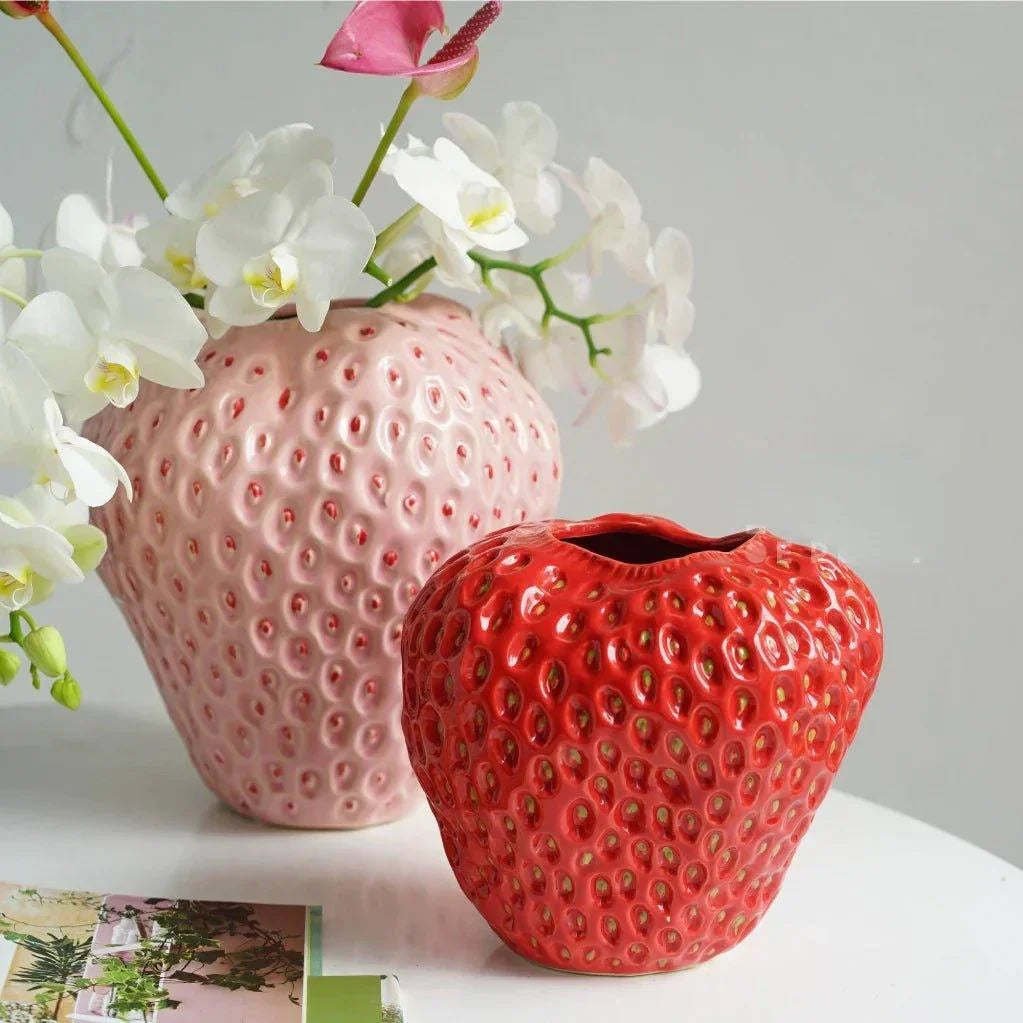 Strawberry-Shaped Ceramic Vase