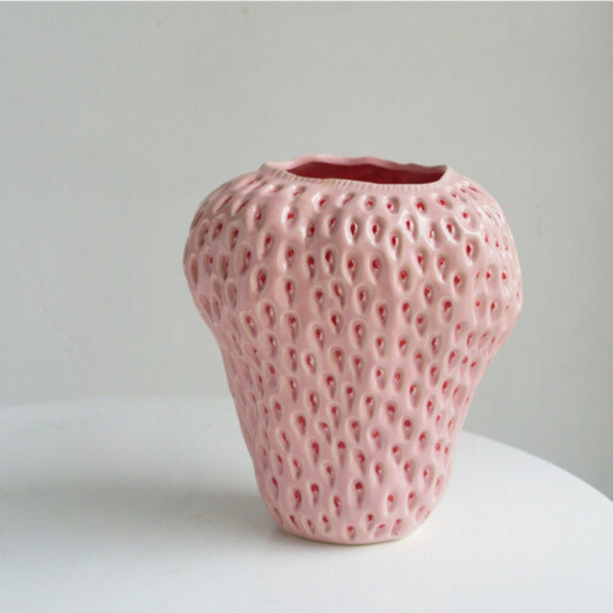 Strawberry-Shaped Ceramic Vase