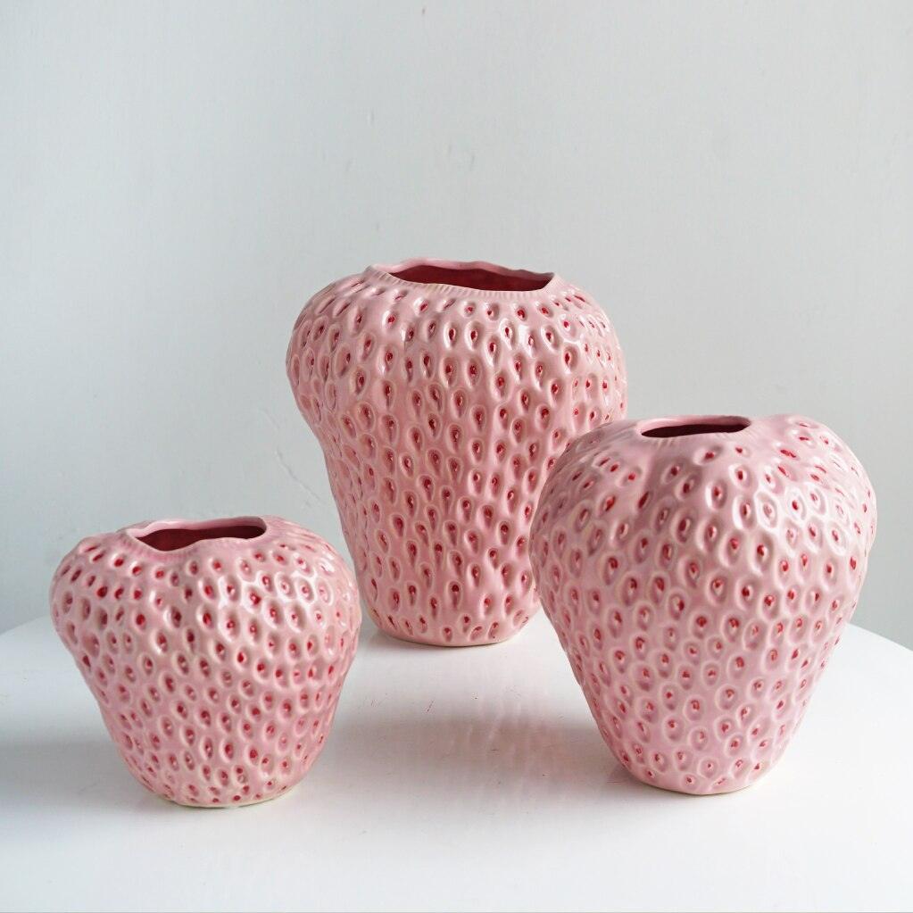 Strawberry-Shaped Ceramic Vase