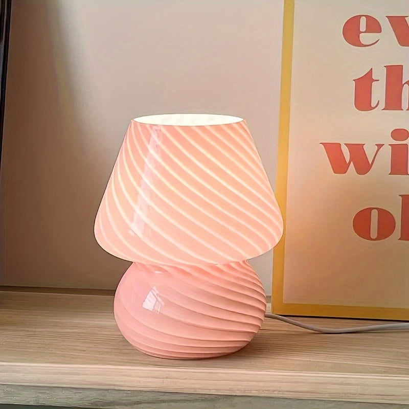 Style Glass Mushroom Lamp USB Dimmable LED Table Light