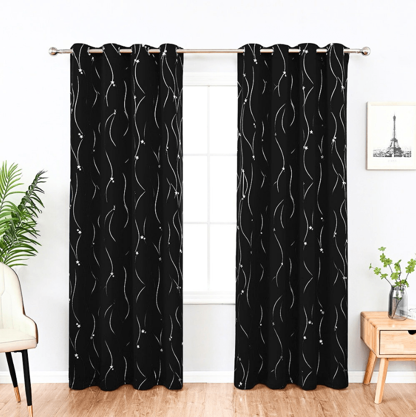 Thermal Insulating Star-Pattern Curtains