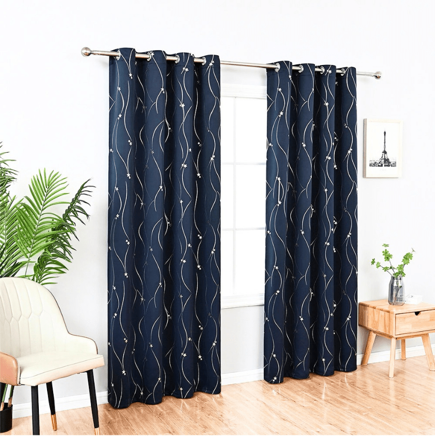 Thermal Insulating Star-Pattern Curtains
