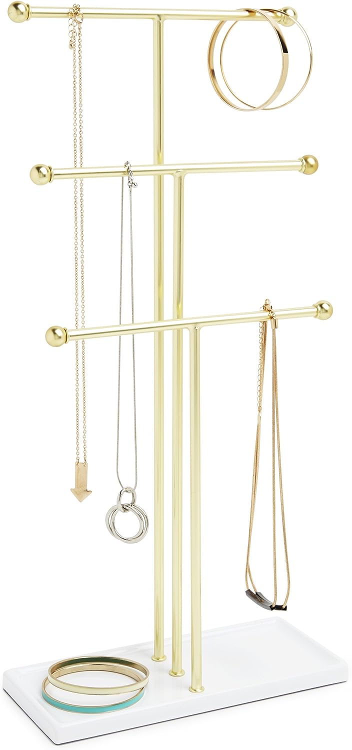 Three-Tier Brass Jewellery Stand
