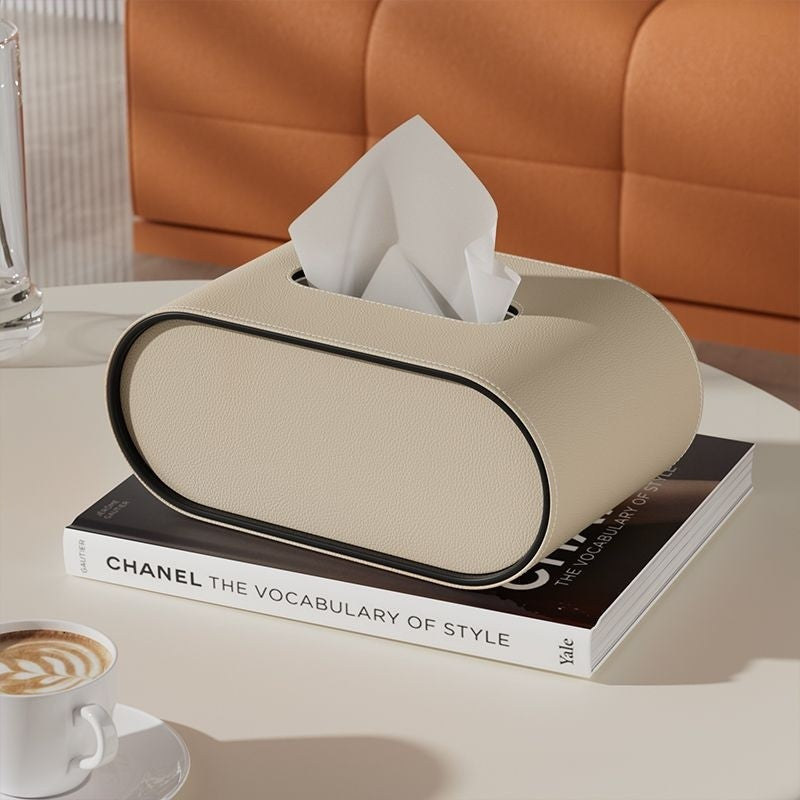 Tissue Box Cover – Rounded Rectangular Tissue Holder with Contrasting Trim