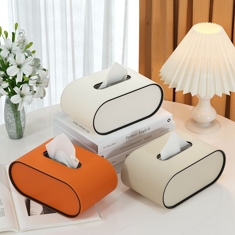 Tissue Box Cover – Rounded Rectangular Tissue Holder with Contrasting Trim