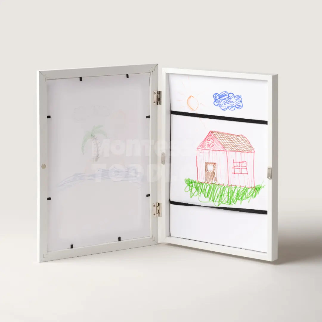 Toddler Art Display Frame for A4 and A3 Drawings - Front Opening Design, Child-Friendly Gallery Storage Solution