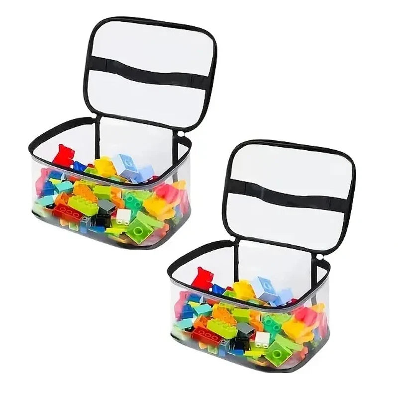 Transparent Mesh Toy Storage Bag with Zipper, Large Capacity Organizer for Toys, Puzzles and Building Blocks