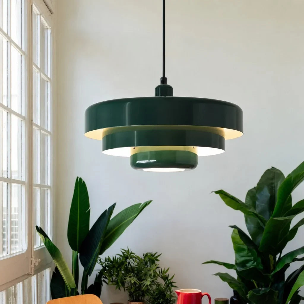 Triple Layer Disc Macaron Pendant Light with Adjustable Height