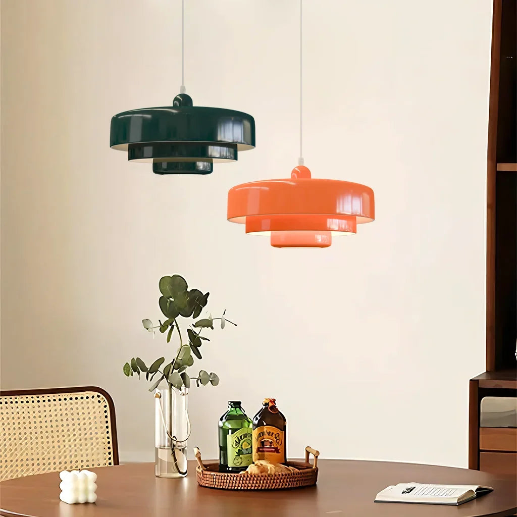 Triple Layer Disc Macaron Pendant Light with Adjustable Height