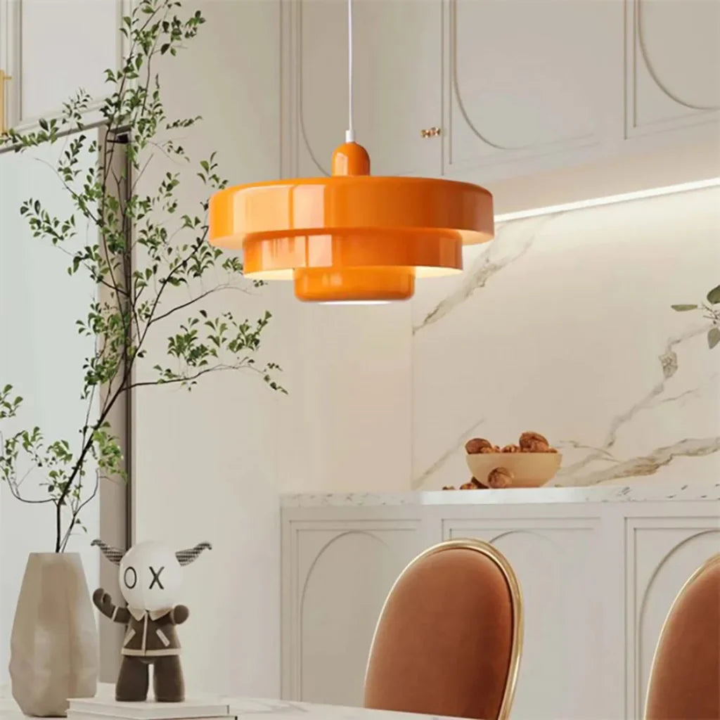 Triple Layer Disc Macaron Pendant Light with Adjustable Height