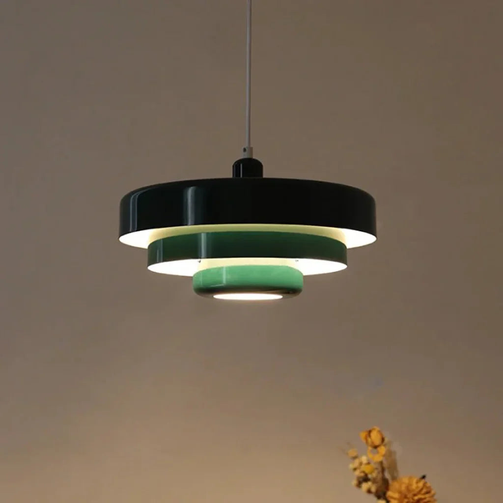 Triple Layer Disc Macaron Pendant Light with Adjustable Height