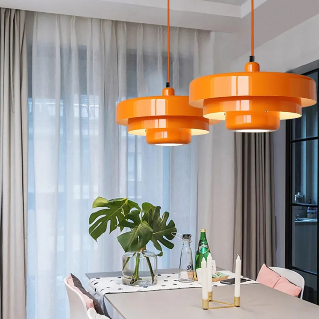 Triple Layer Disc Macaron Pendant Light with Adjustable Height