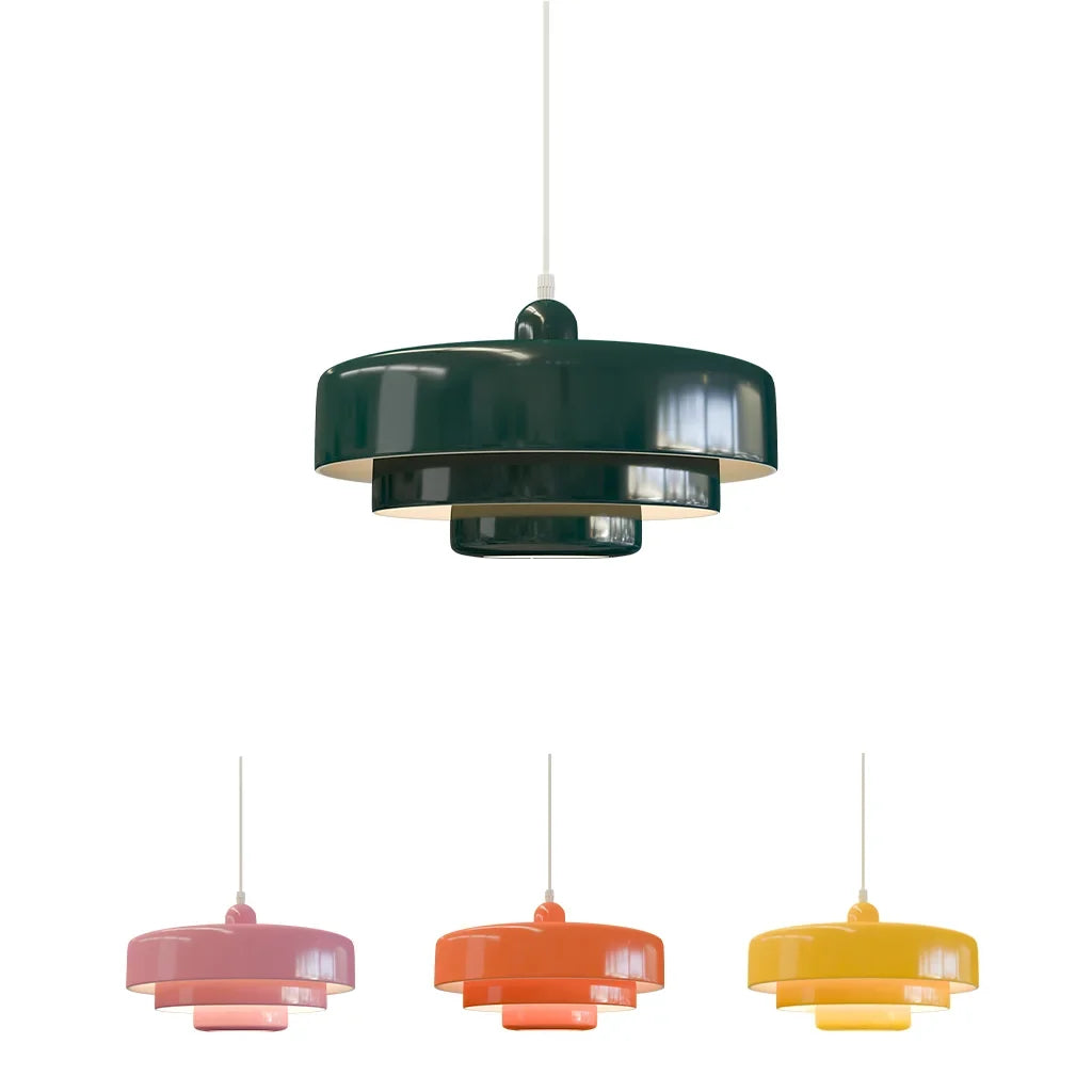 Triple Layer Disc Macaron Pendant Light with Adjustable Height