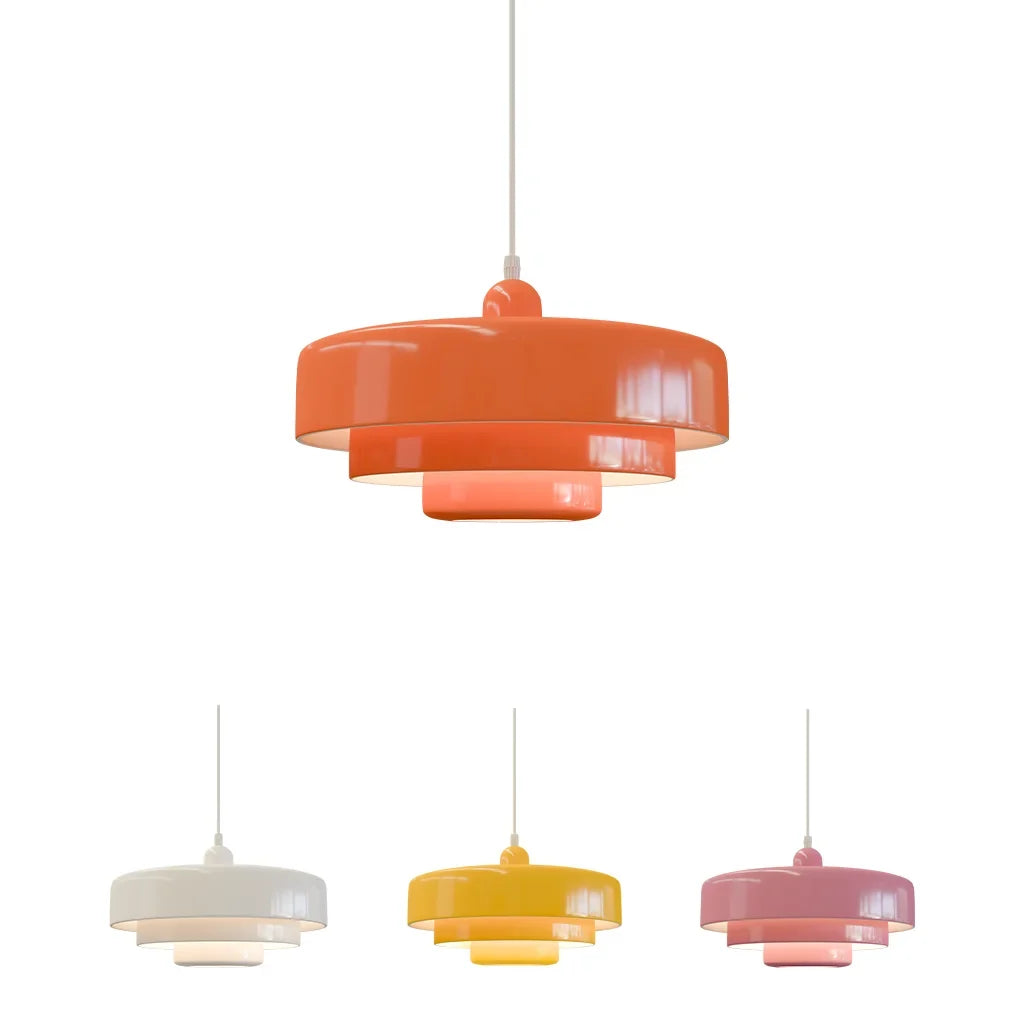 Triple Layer Disc Macaron Pendant Light with Adjustable Height