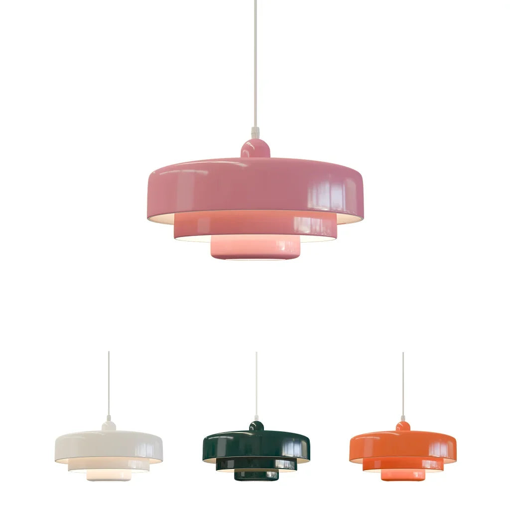 Triple Layer Disc Macaron Pendant Light with Adjustable Height
