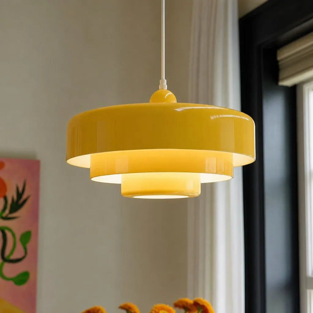 Triple Layer Disc Macaron Pendant Light with Adjustable Height