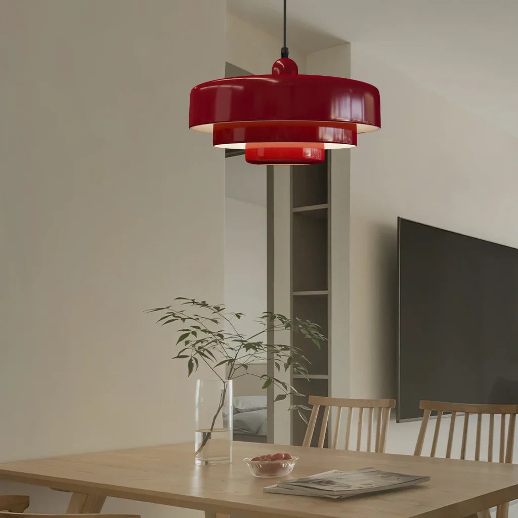 Triple Layer Disc Macaron Pendant Light with Adjustable Height
