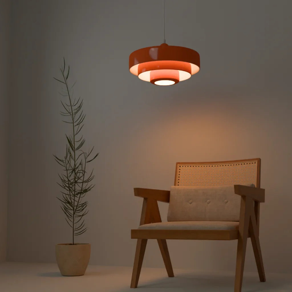 Triple Layer Disc Macaron Pendant Light with Adjustable Height