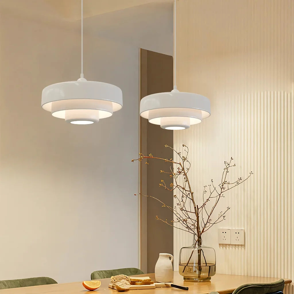Triple Layer Disc Macaron Pendant Light with Adjustable Height