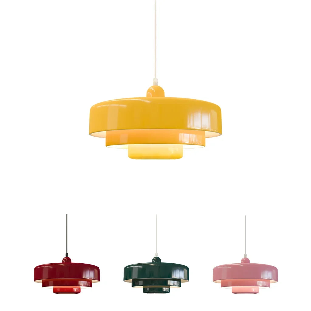 Triple Layer Disc Macaron Pendant Light with Adjustable Height