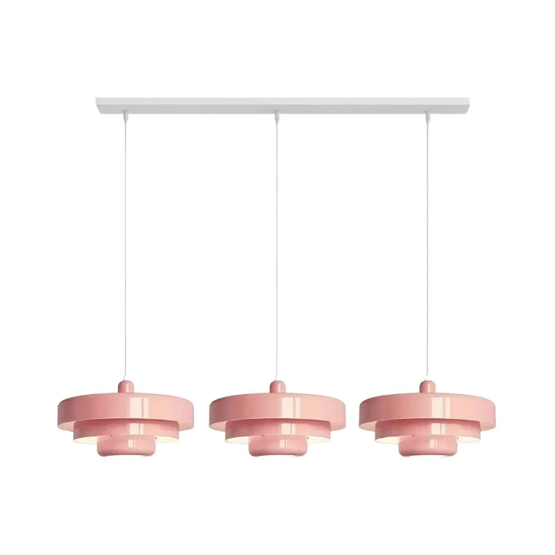 Triple Layer Disc Macaron Pendant Light with Adjustable Height