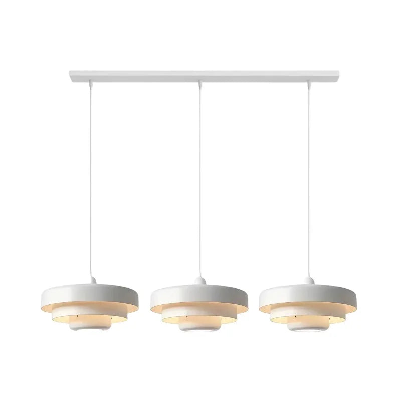 Triple Layer Disc Macaron Pendant Light with Adjustable Height