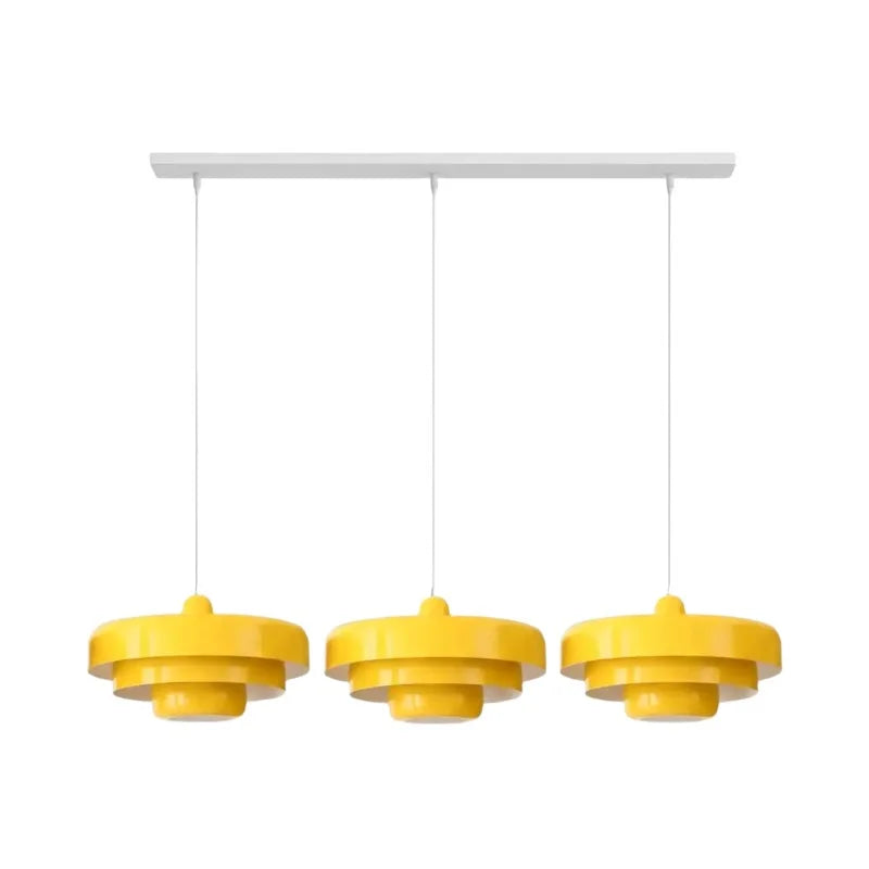 Triple Layer Disc Macaron Pendant Light with Adjustable Height