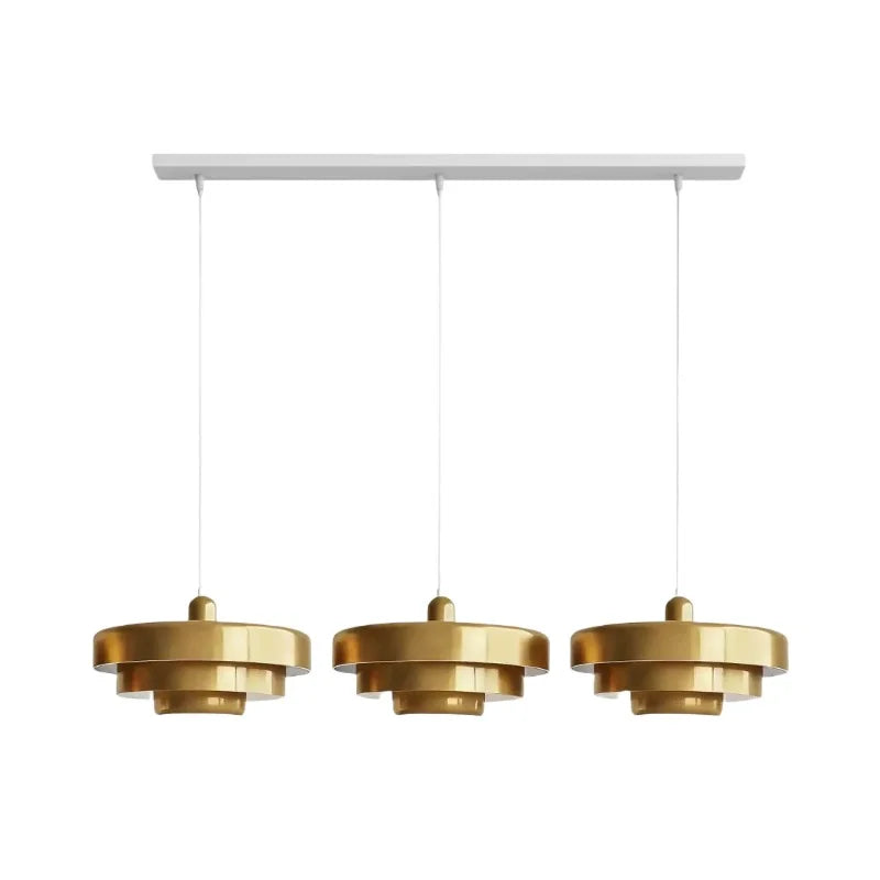 Triple Layer Disc Macaron Pendant Light with Adjustable Height