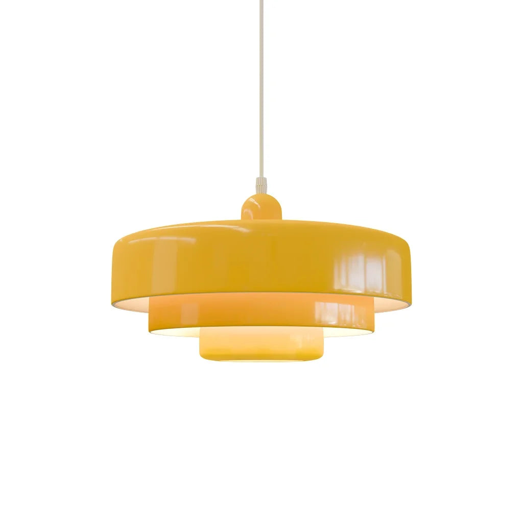 Triple Layer Disc Macaron Pendant Light with Adjustable Height