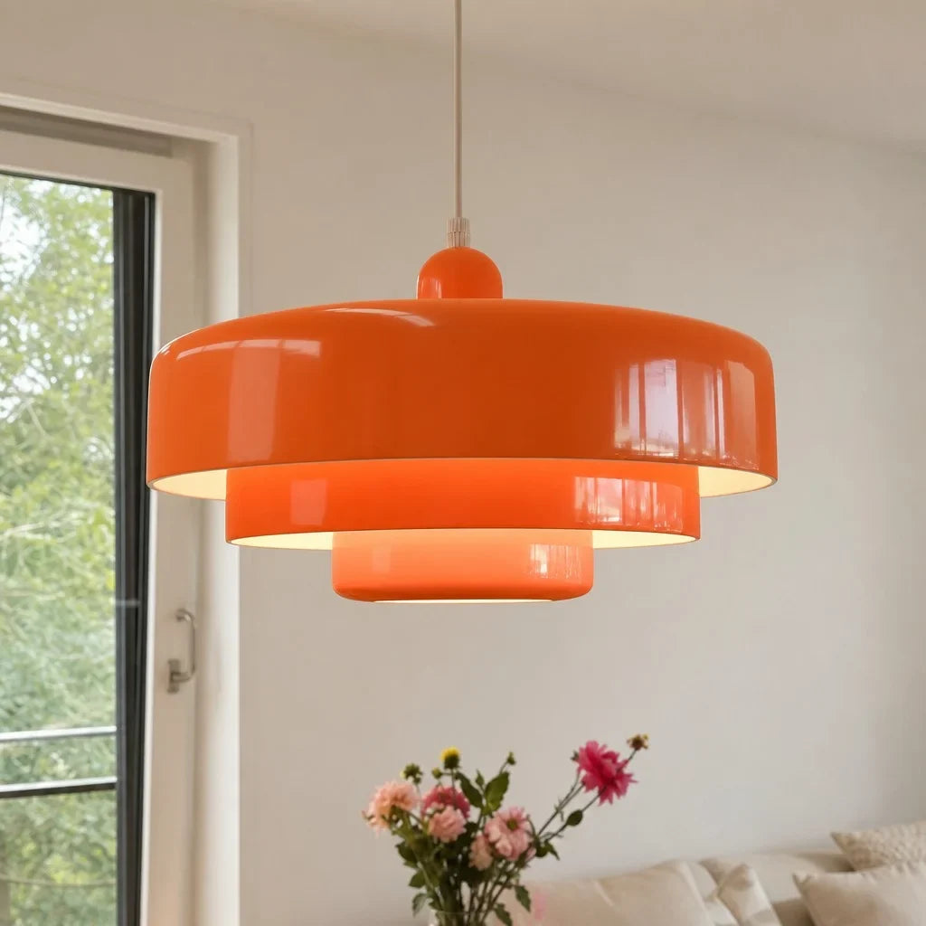 Triple Layer Disc Macaron Pendant Light with Adjustable Height