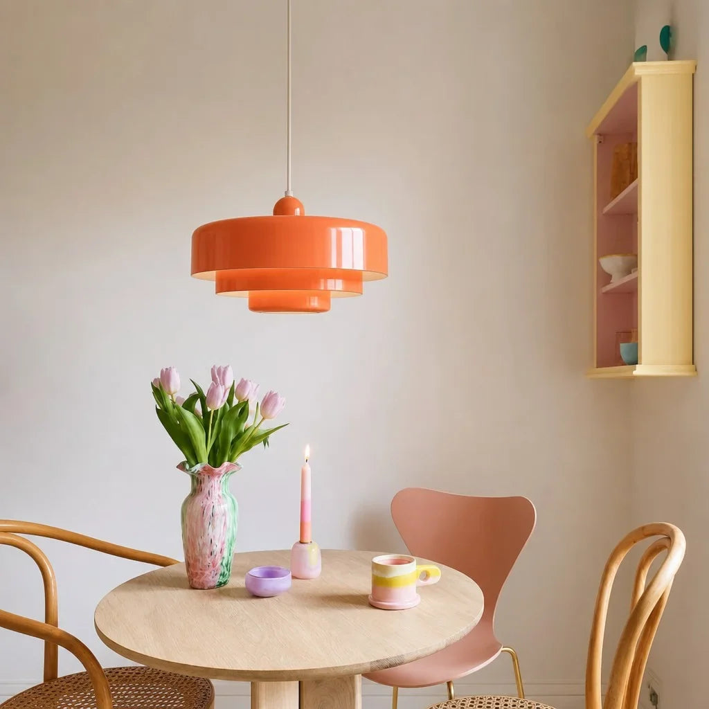 Triple Layer Disc Macaron Pendant Light with Adjustable Height