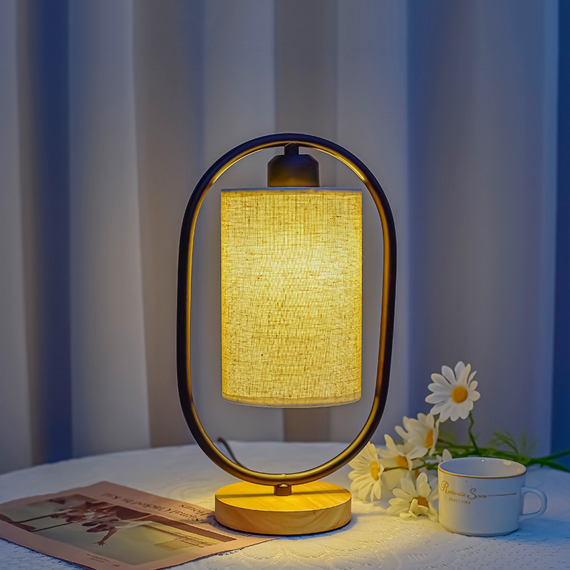 Vintage Wooden Table Lamp with LED Lighting – Handcrafted Bedside Table Lamp for Cozy Home Decor