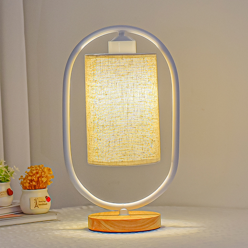 Vintage Wooden Table Lamp with LED Lighting – Handcrafted Bedside Table Lamp for Cozy Home Decor