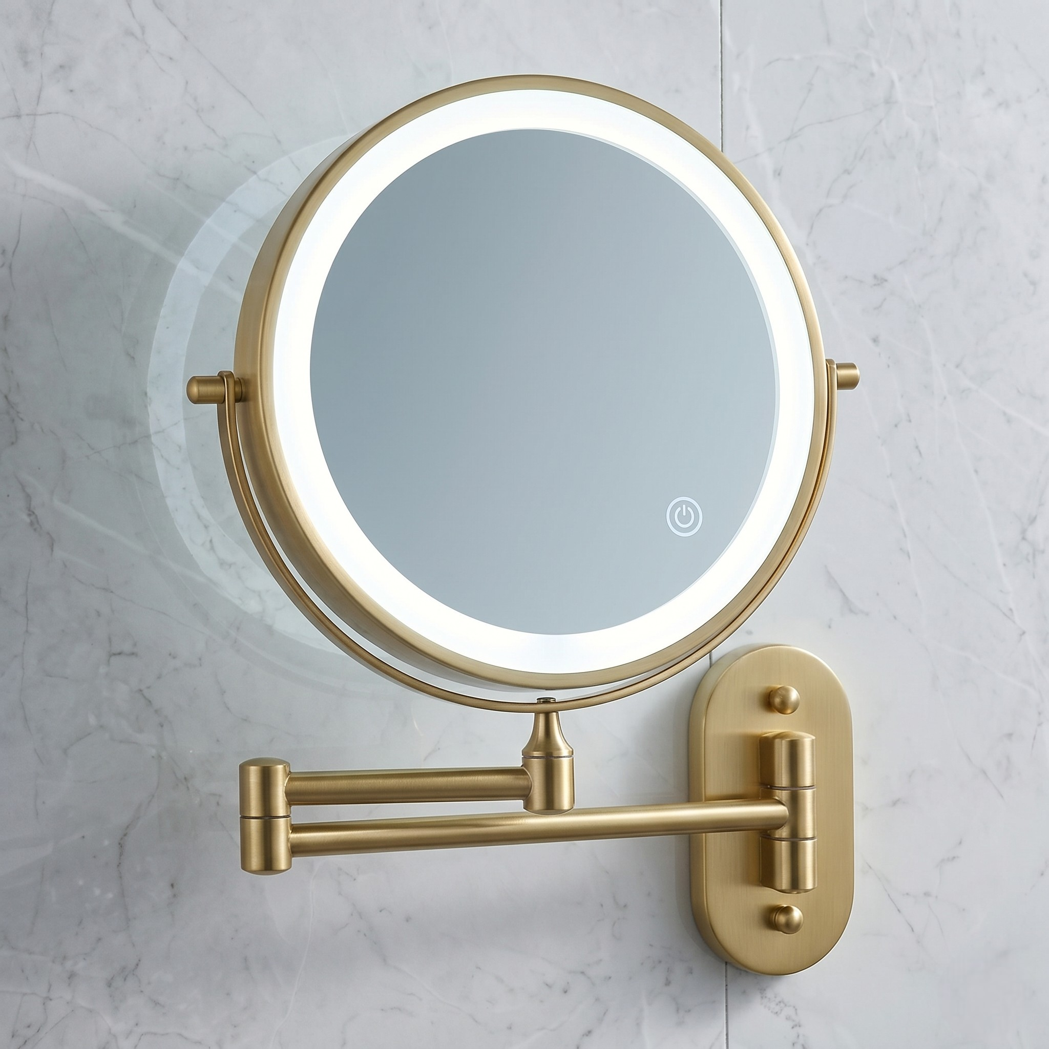Wall-Mounted LED Magnifying Cosmetic Mirror with Touch Control