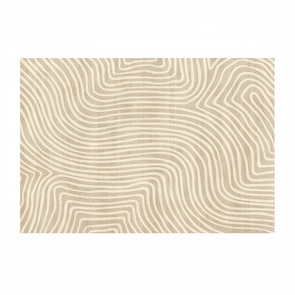 Washable Beige Mixed-Fabric Plush Rug