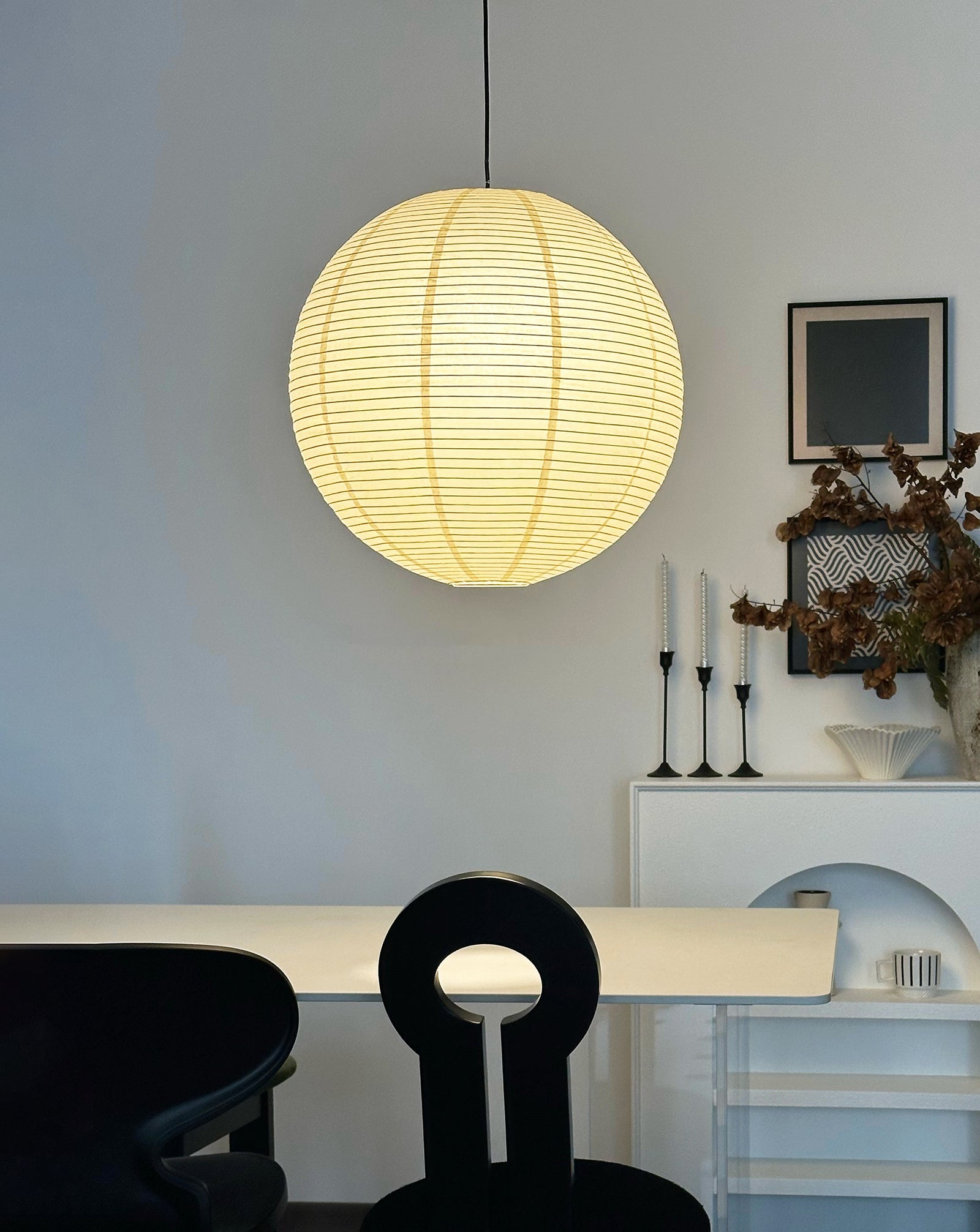 Washi Paper and Bamboo Ceiling Light Fixture – Adjustable Pendant Lamp for Modern Indoor Spaces, Warm Glow Lighting