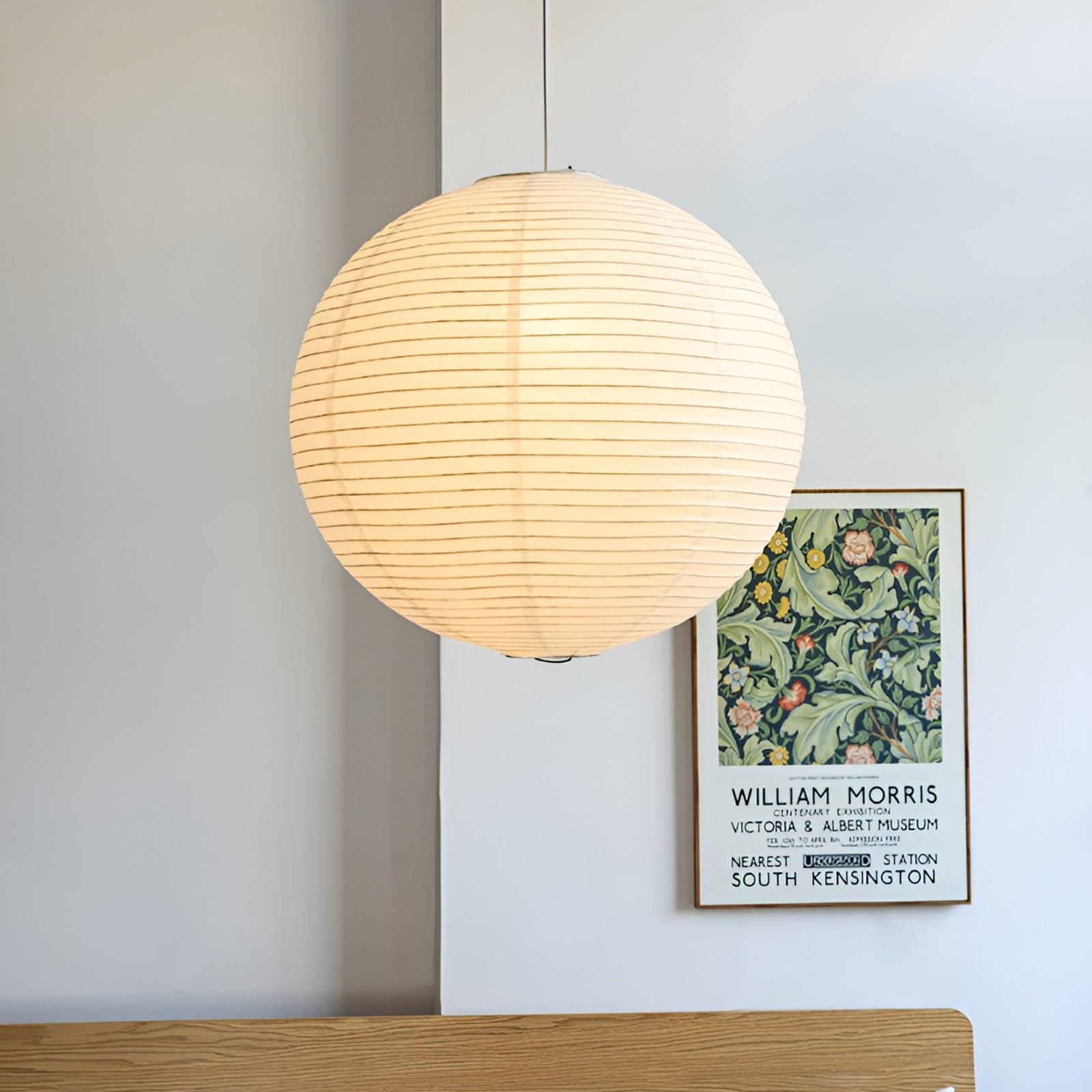 Washi Paper and Bamboo Ceiling Light Fixture – Adjustable Pendant Lamp for Modern Indoor Spaces, Warm Glow Lighting