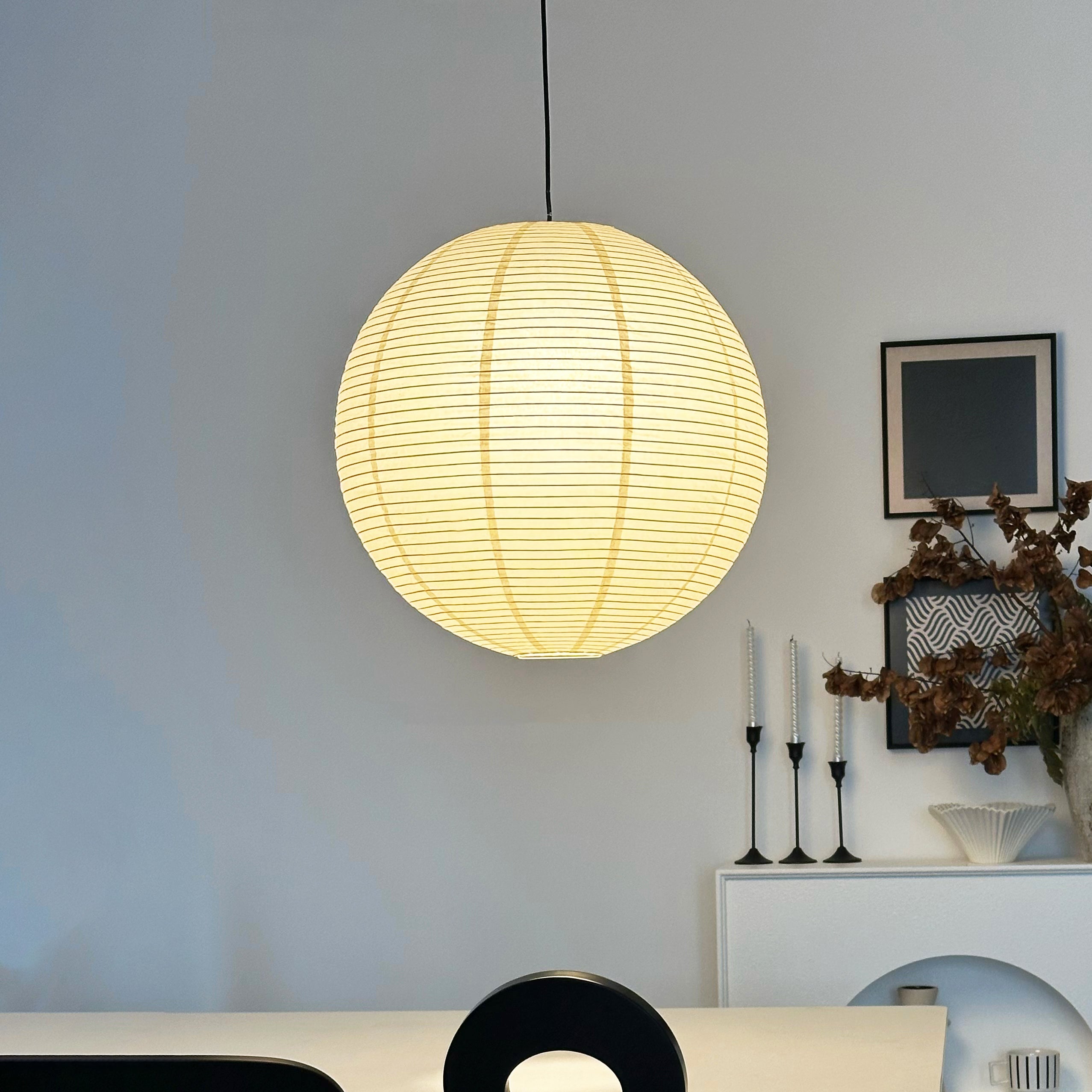 Washi Paper and Bamboo Ceiling Light Fixture – Adjustable Pendant Lamp for Modern Indoor Spaces, Warm Glow Lighting