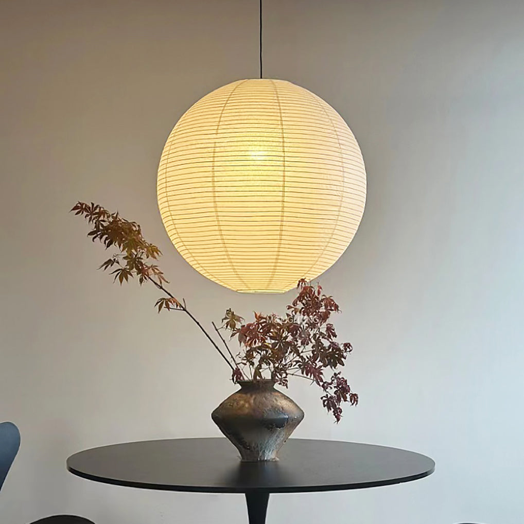 Washi Paper and Bamboo Ceiling Light Fixture – Adjustable Pendant Lamp for Modern Indoor Spaces, Warm Glow Lighting