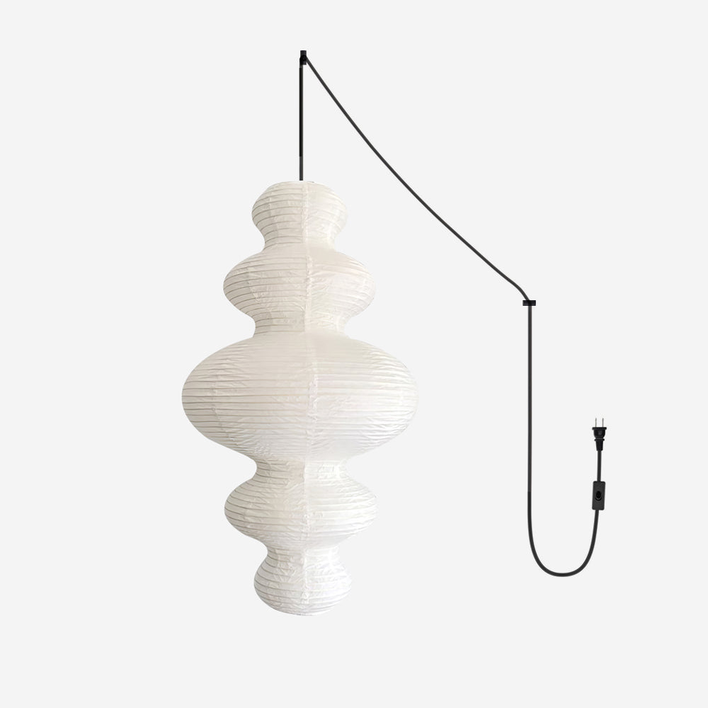 Handcrafted Rice Paper Pendant Light with Bamboo Silk Detail