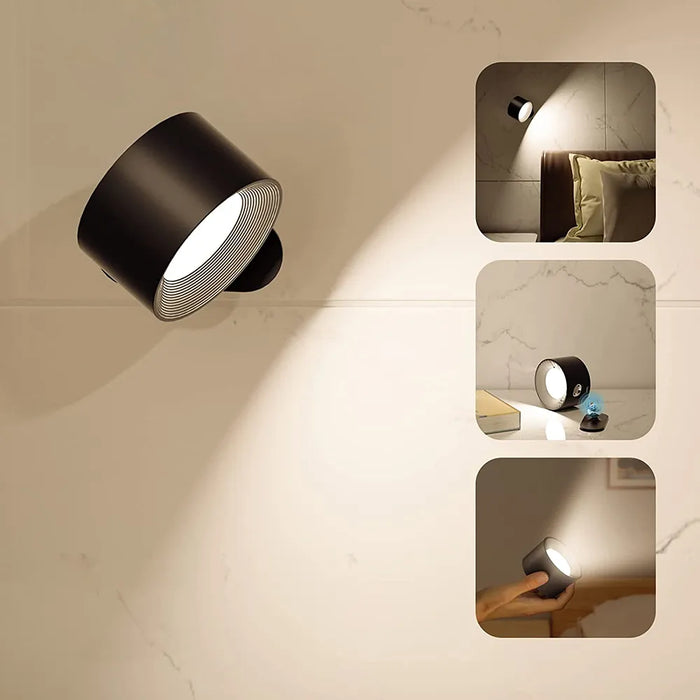 Wireless Dimmable Wall Lamp – 360° Rotatable, Battery Operated Wall Sconce with Adjustable Brightness and Color Temperature