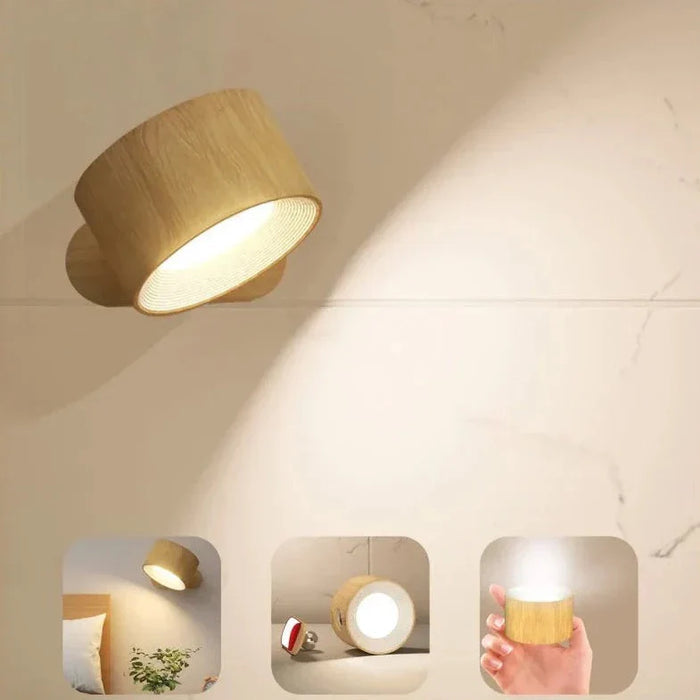 Wireless Dimmable Wall Lamp – 360° Rotatable, Battery Operated Wall Sconce with Adjustable Brightness and Color Temperature