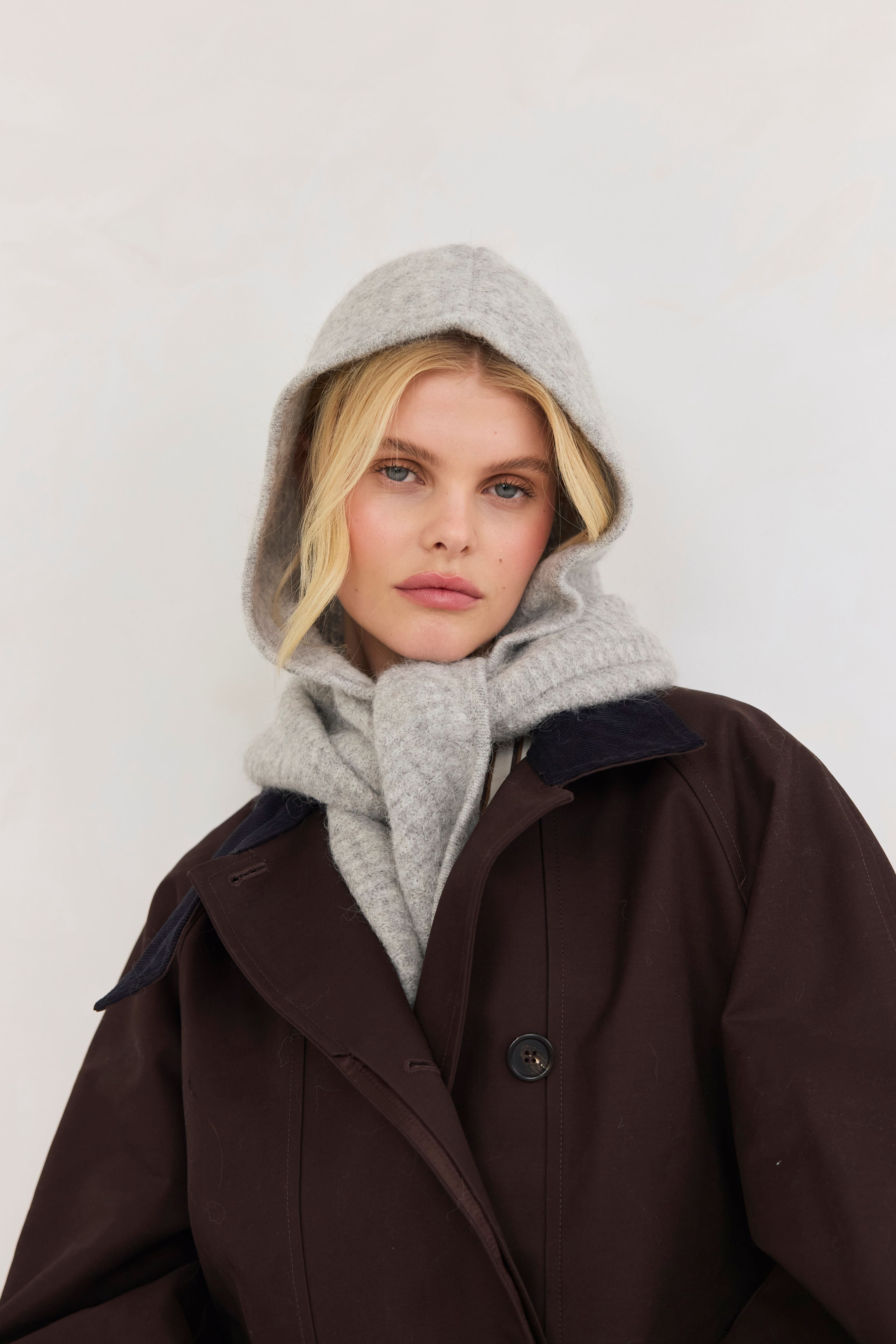 Alpaca Wool Hooded Scarf