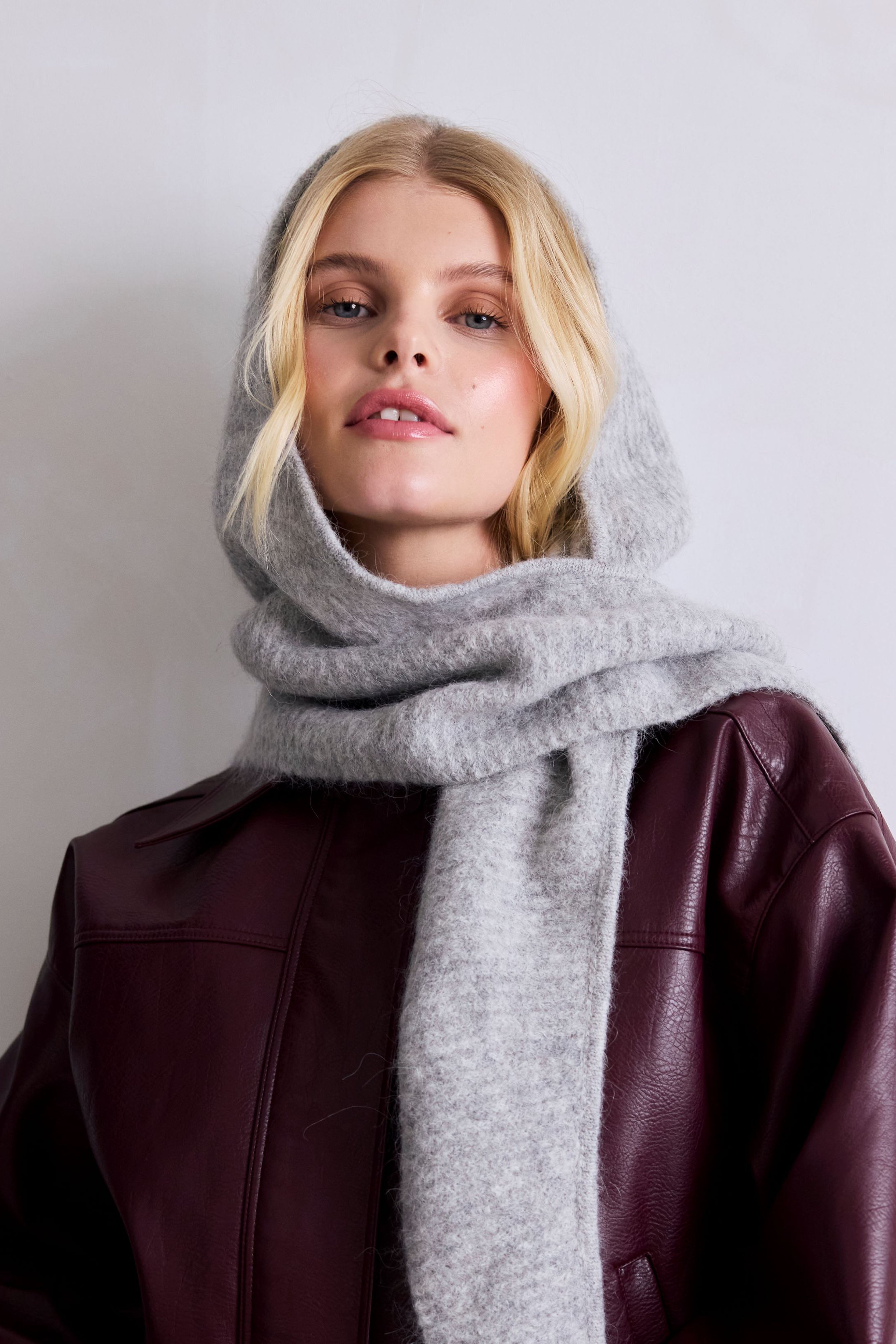 Alpaca Wool Hooded Scarf