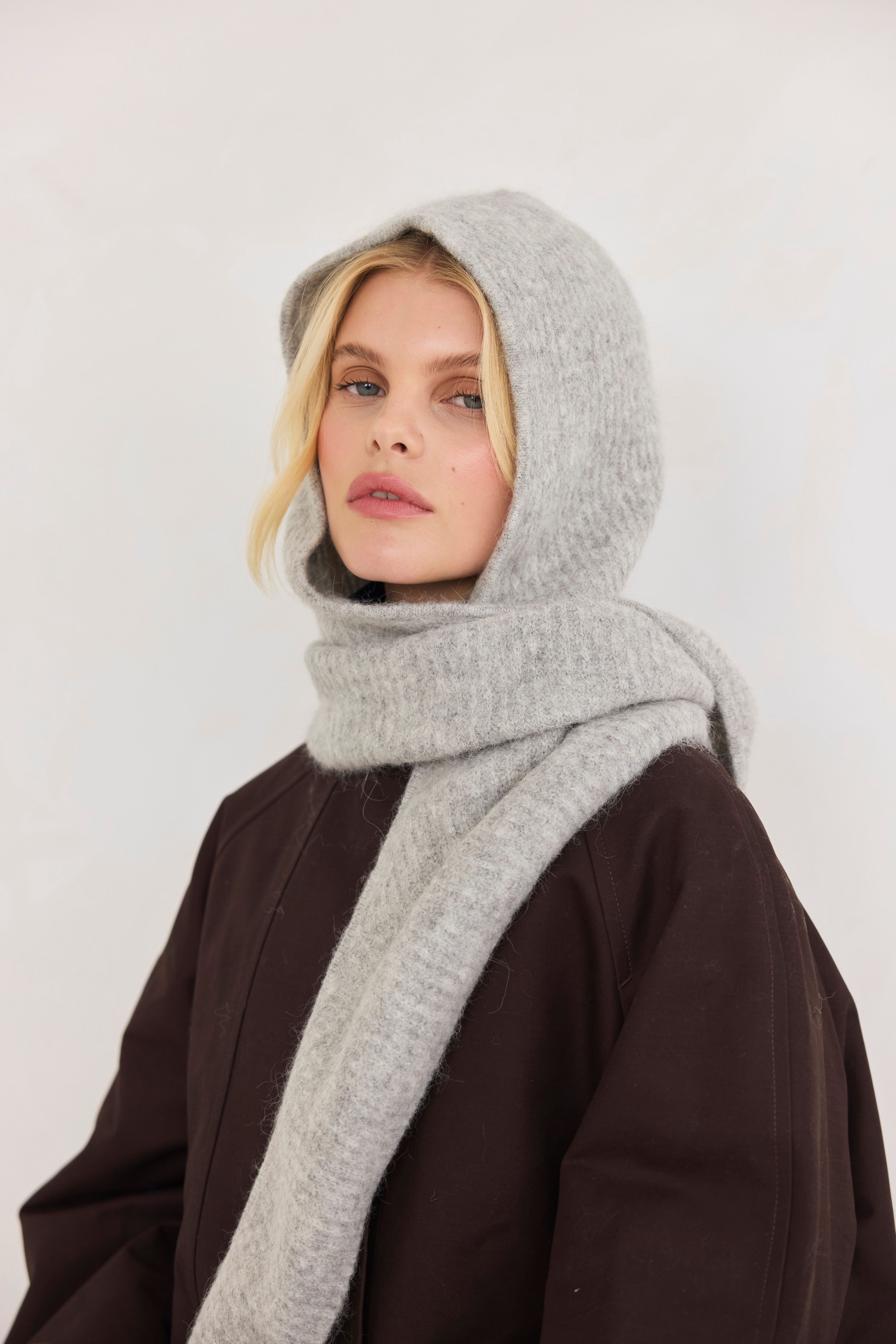Alpaca Wool Hooded Scarf