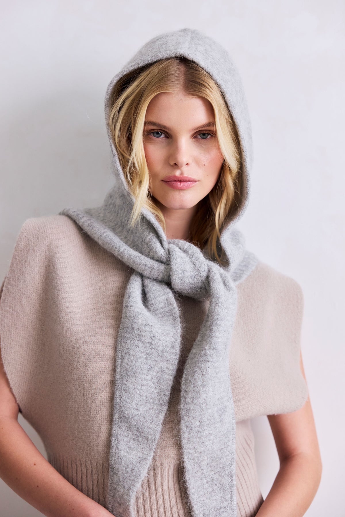 Alpaca Wool Hooded Scarf